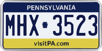 PA license plate MHX3523