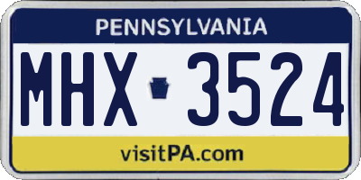 PA license plate MHX3524