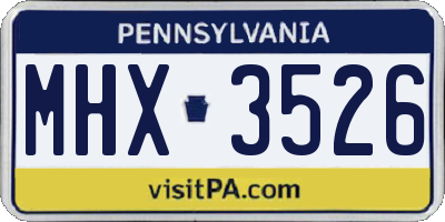 PA license plate MHX3526