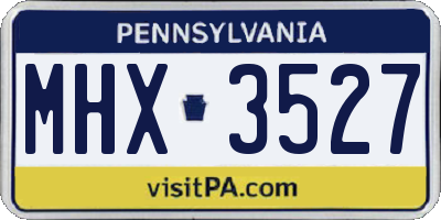 PA license plate MHX3527