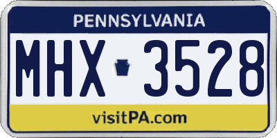 PA license plate MHX3528