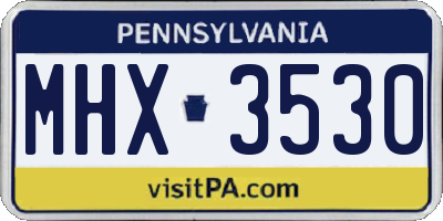PA license plate MHX3530