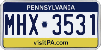 PA license plate MHX3531