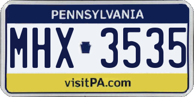 PA license plate MHX3535