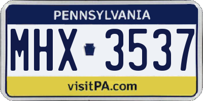 PA license plate MHX3537