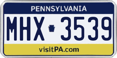 PA license plate MHX3539