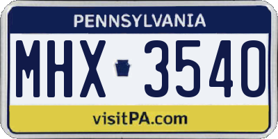 PA license plate MHX3540