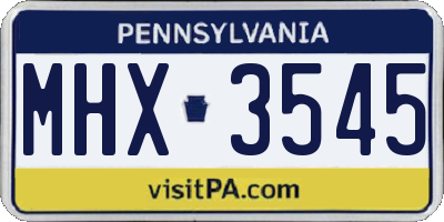 PA license plate MHX3545