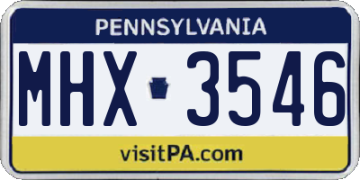 PA license plate MHX3546