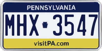 PA license plate MHX3547