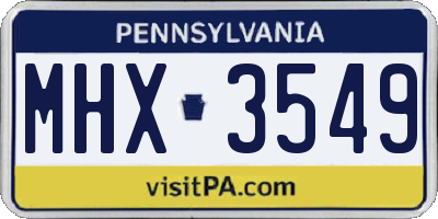 PA license plate MHX3549