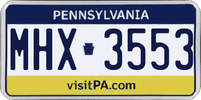 PA license plate MHX3553