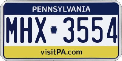 PA license plate MHX3554