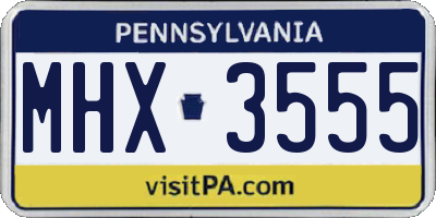 PA license plate MHX3555