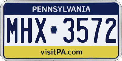 PA license plate MHX3572