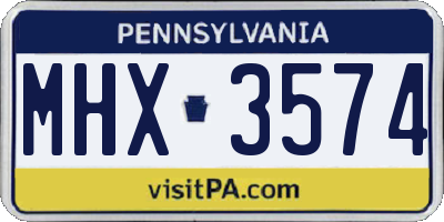 PA license plate MHX3574