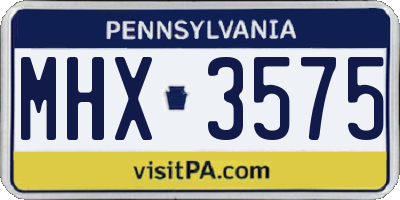 PA license plate MHX3575