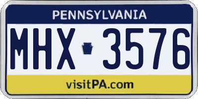 PA license plate MHX3576