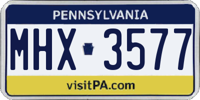 PA license plate MHX3577
