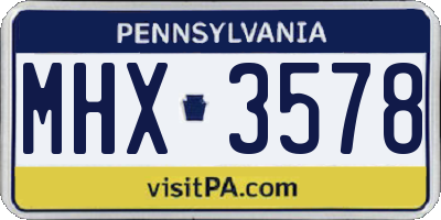 PA license plate MHX3578