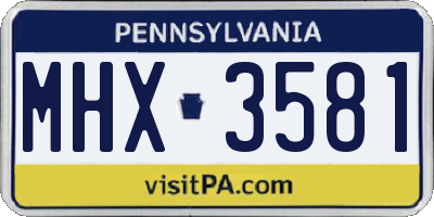 PA license plate MHX3581