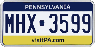 PA license plate MHX3599