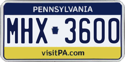 PA license plate MHX3600