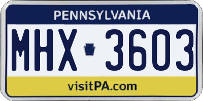 PA license plate MHX3603