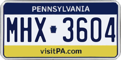 PA license plate MHX3604