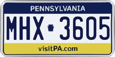 PA license plate MHX3605