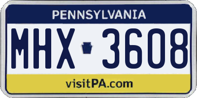 PA license plate MHX3608