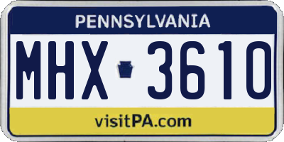 PA license plate MHX3610