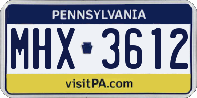 PA license plate MHX3612