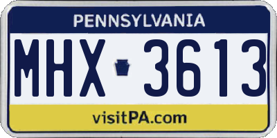 PA license plate MHX3613