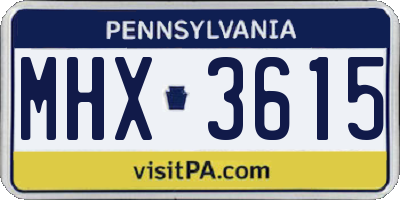 PA license plate MHX3615