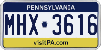 PA license plate MHX3616