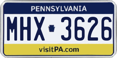 PA license plate MHX3626
