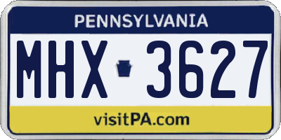 PA license plate MHX3627