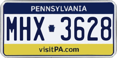 PA license plate MHX3628