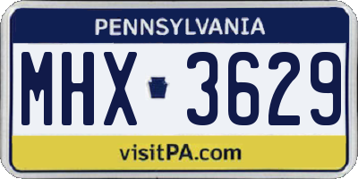 PA license plate MHX3629