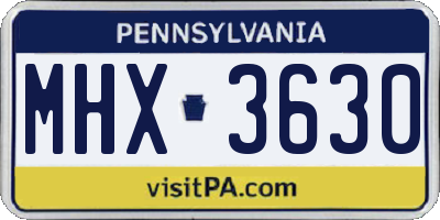 PA license plate MHX3630