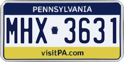 PA license plate MHX3631