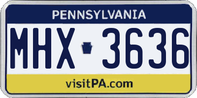 PA license plate MHX3636
