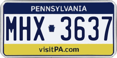 PA license plate MHX3637