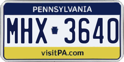 PA license plate MHX3640