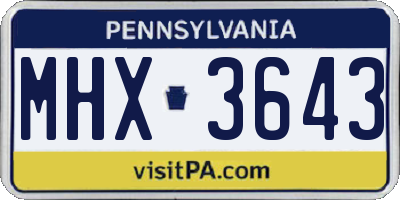 PA license plate MHX3643