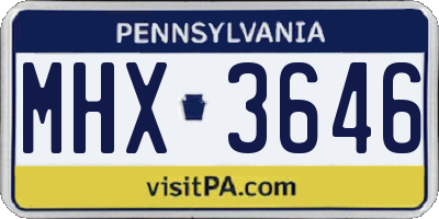 PA license plate MHX3646