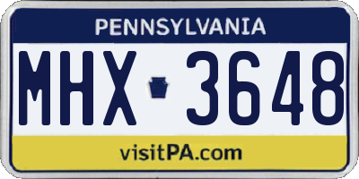 PA license plate MHX3648
