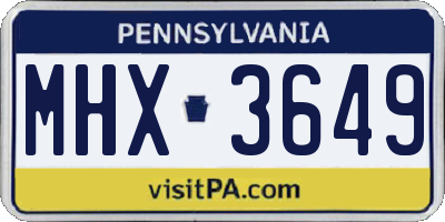 PA license plate MHX3649
