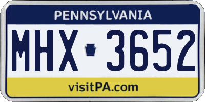 PA license plate MHX3652